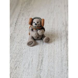Handmade mini teddy bear earmuffs heart Xmas Decor figure